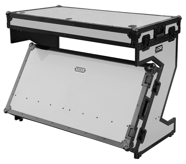 Ultimate Flight Case Portable Z-Style DJ Table White Plus (Wheels) | UDG Gear 