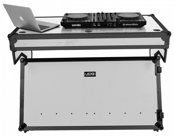 Ultimate Flight Case Portable Z-Style DJ Table White Plus (Wheels) | UDG Gear 