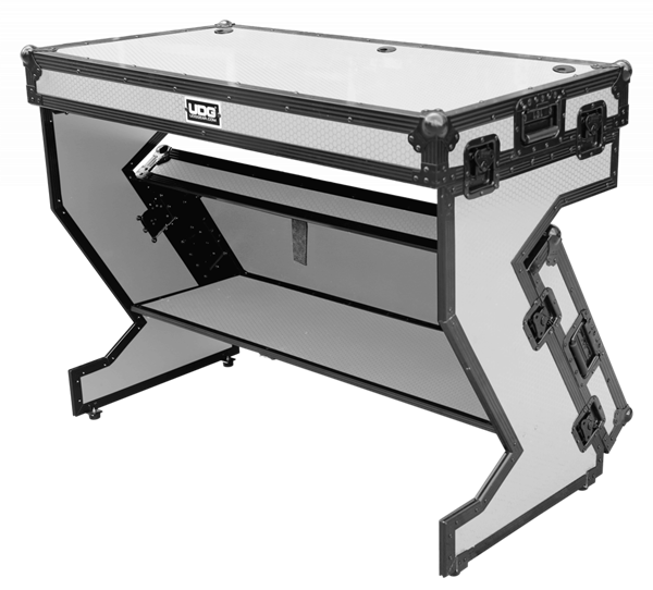 Ultimate Flight Case Portable Z-Style DJ Table White Plus (Wheels) | UDG Gear 