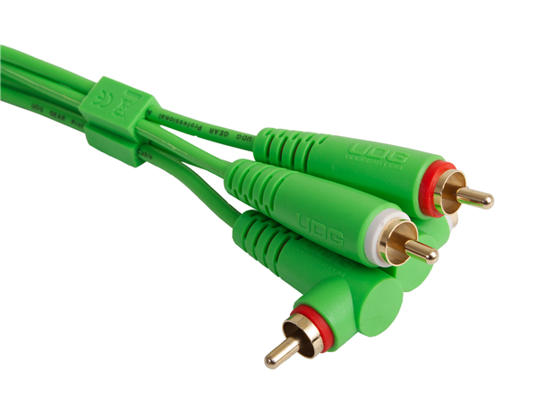 Ultimate Audio Cable Set RCA Straight - RCA Angled Green 3m | UDG Gear 