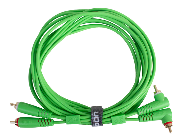 Ultimate Audio Cable Set RCA Straight - RCA Angled Green 3m | UDG Gear 