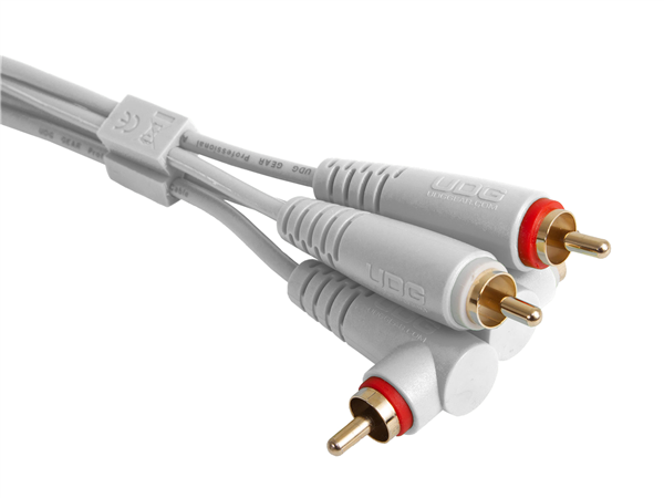 Ultimate Audio Cable Set RCA Straight - RCA Angled White 3m | UDG Gear 